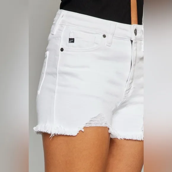 Kancan Full Size High Rise Frayed Hem Denim Shorts