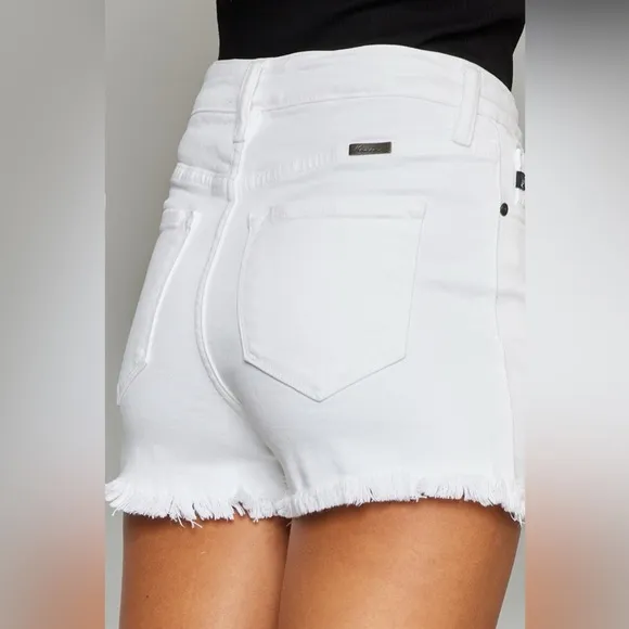 Kancan Full Size High Rise Frayed Hem Denim Shorts