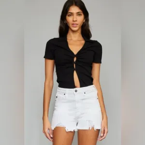 Kancan Full Size High Rise Frayed Hem Denim Shorts
