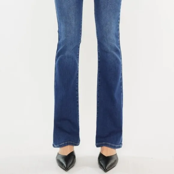KanCan High-Rise Waist Classic Jeans Slim Fit Bootcut Hem Stone Wash Denim Pants