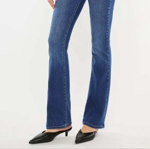KanCan High-Rise Waist Classic Jeans Slim Fit Bootcut Hem Stone Wash Denim Pants