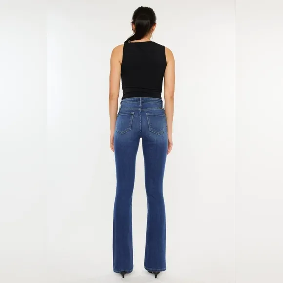 KanCan High-Rise Waist Classic Jeans Slim Fit Bootcut Hem Stone Wash Denim Pants