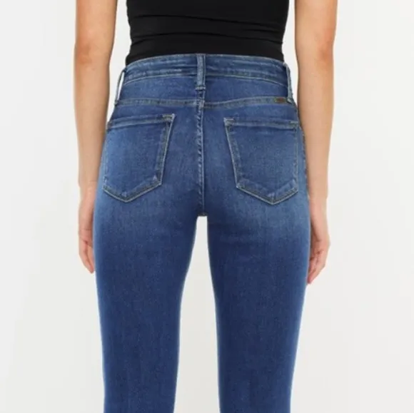 KanCan High-Rise Waist Classic Jeans Slim Fit Bootcut Hem Stone Wash Denim Pants