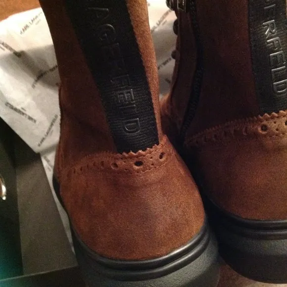 Karl Lagerfeld Paris Men's Brown Suede Wingtip Boots 11M New in Box