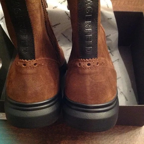 Karl Lagerfeld Paris Men's Brown Suede Wingtip Boots 11M New in Box