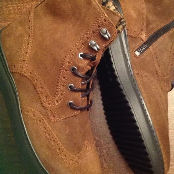 Karl Lagerfeld Paris Men's Brown Suede Wingtip Boots 11M New in Box