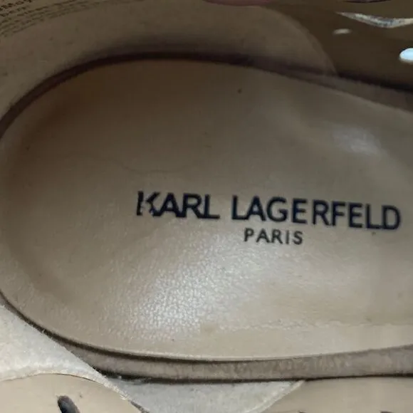 Karl Lagerfeld Paris Beige Suede Ankle Boots Size 9M