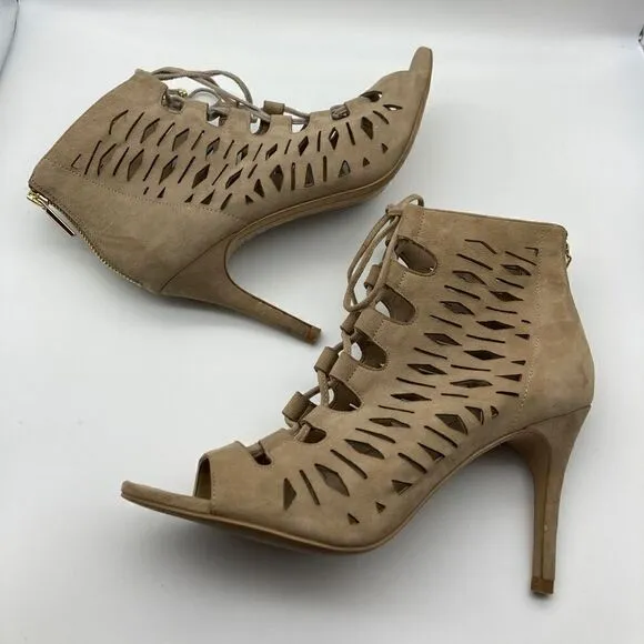 Karl Lagerfeld Paris Beige Suede Ankle Boots Size 9M