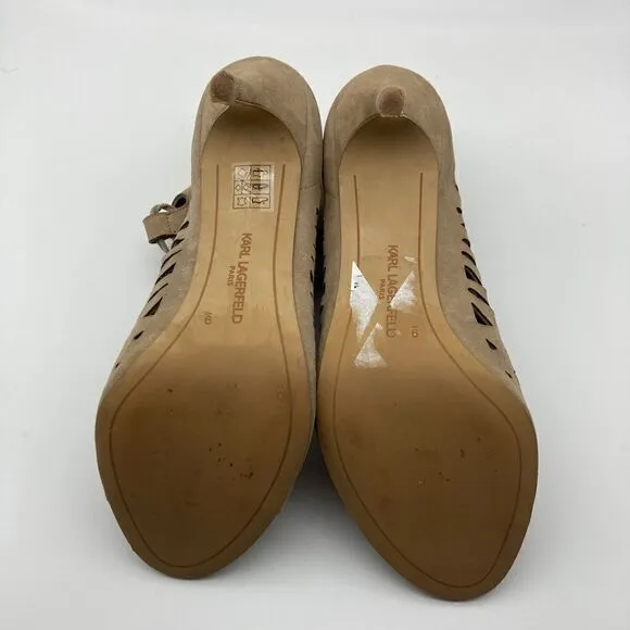 Karl Lagerfeld Paris Beige Suede Ankle Boots Size 9M