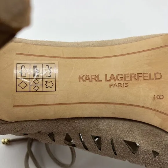 Karl Lagerfeld Paris Beige Suede Ankle Boots Size 9M