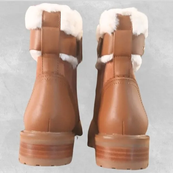 Kate Spade Ankle Boot Women 6 Brown White Suede Bailee Winter Fur Trim Zip KA166