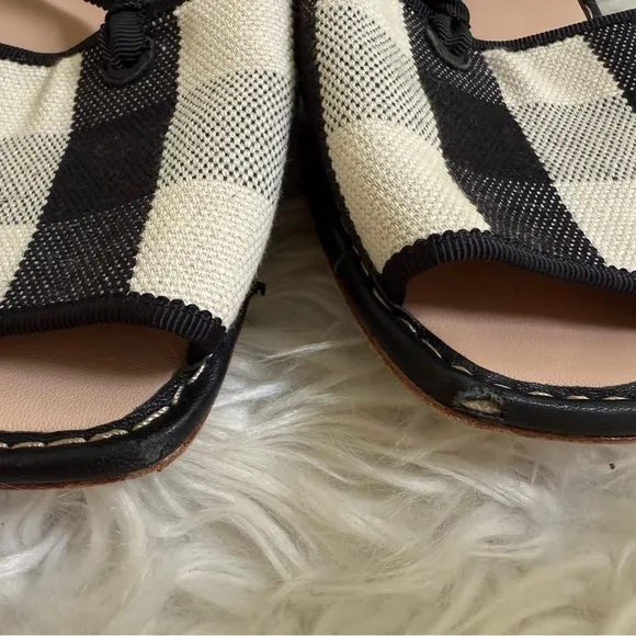 Kate Spade Maggie Square Toe Checkered Fabric Sandals
