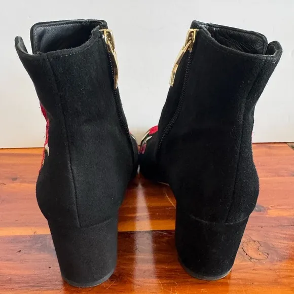 Kate Spade New York Langton Black Floral Suede Boots