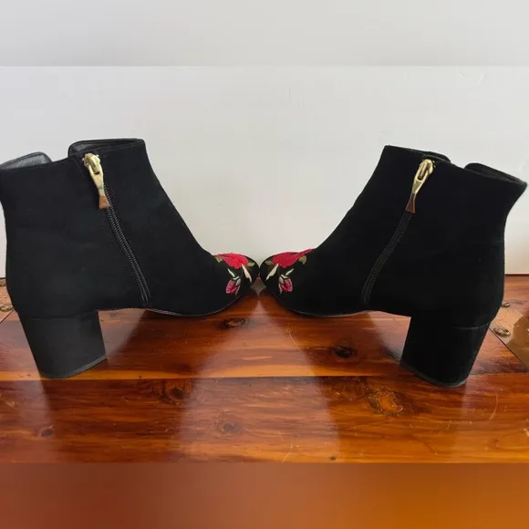 Kate Spade New York Langton Black Floral Suede Boots