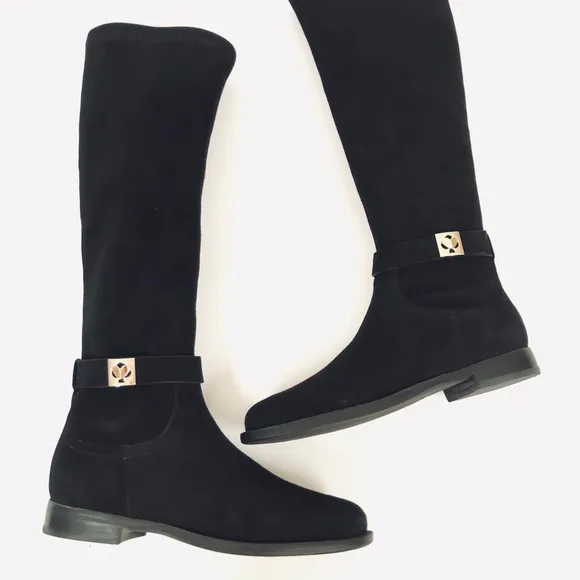 Kate Spade Verona Knee-High Black Suede Boots