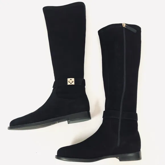 Kate Spade Verona Knee-High Black Suede Boots