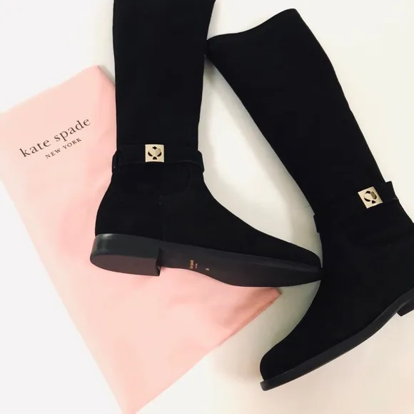 Kate Spade Verona Knee-High Black Suede Boots