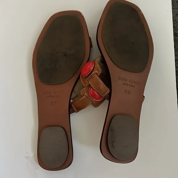 KATE SPADE Women’s Camel Embellished Leather Sandals - Size 6