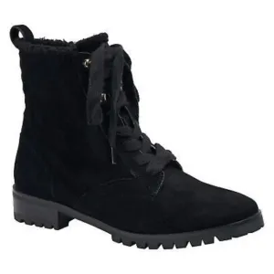 Kate Spade Women's Raegan Suede Leather Faux Fur Lace Moto Boots Black Size 6