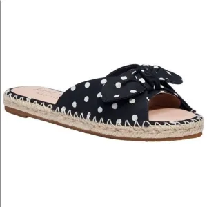 kate spade new york Women's Saltie Shore Sandals Black French Cream 9M New
