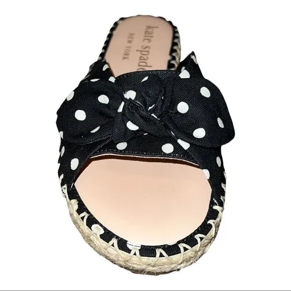 kate spade new york Women's Saltie Shore Sandals Black French Cream 9M New