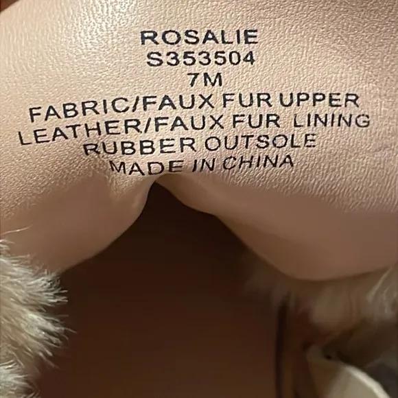 •KATE SPADE•NIB ROSALIE GOLD METALLIC FAUX FUR ANKLE LACE UP BOOTIES SIZE 7