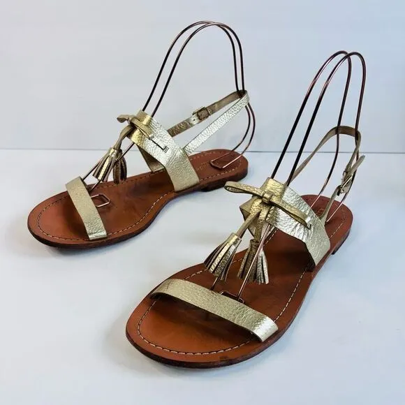 Kate Spade Gold tassel sandals, size 10