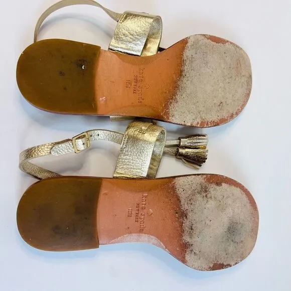 Kate Spade Gold tassel sandals, size 10