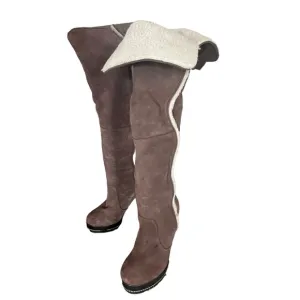 Kelsi Dagger Roselle platform brown suede/faux fur over the knee boots in sz7.5