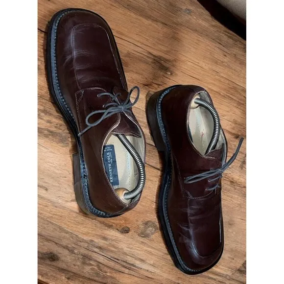 Kenneth Cole New York Shoes Mens  9 Casual Oxford Brown Leather Lace Up Moc Toe