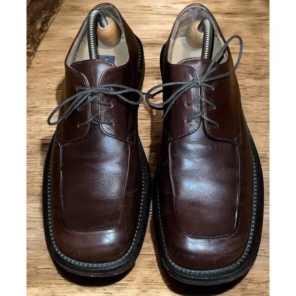Kenneth Cole New York Shoes Mens  9 Casual Oxford Brown Leather Lace Up Moc Toe
