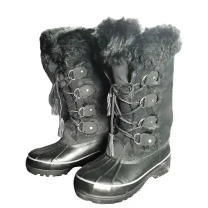 Khombu Women's Artic Waterproof Snow Boots Size 7 Black Faux Fur
