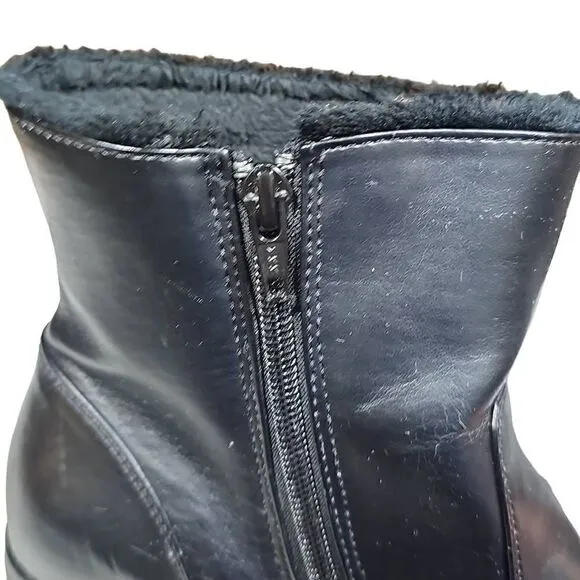 Khombu Women's Black Side Zip Buckle Faux Fur Lining Heeled Ankle Boots Size 9