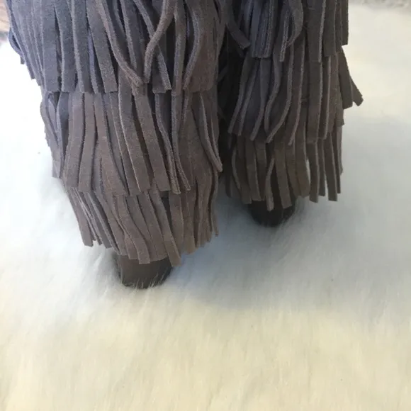 Kitson Star Ash Blonde Ambition Taupe Fringe Boots