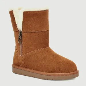 Koolaburra By Ugg Aribel Short Winter Boots Kids 3 Brown Faux Fur Lining NEW
