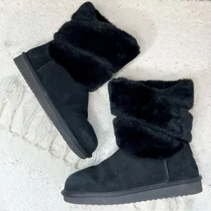 Koolaburra by Ugg DEZI Shoes Black Suede/Faux Fur Winter Snow Boots 7
