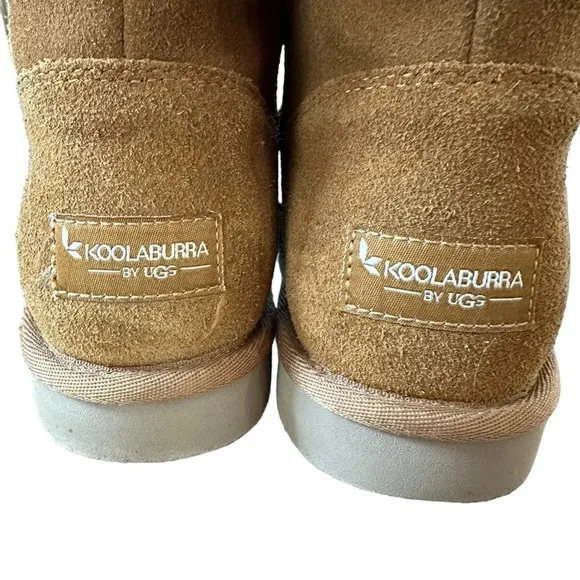 Koolaburra by UGG Size 7 Aribel Short Brown Suede Zip Up Boots Faux Fur Cozy