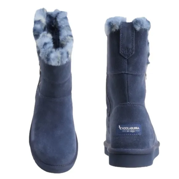 Koolaburra by Ugg Sizes 10 Aribel Short Blue Leopard Suede Boots