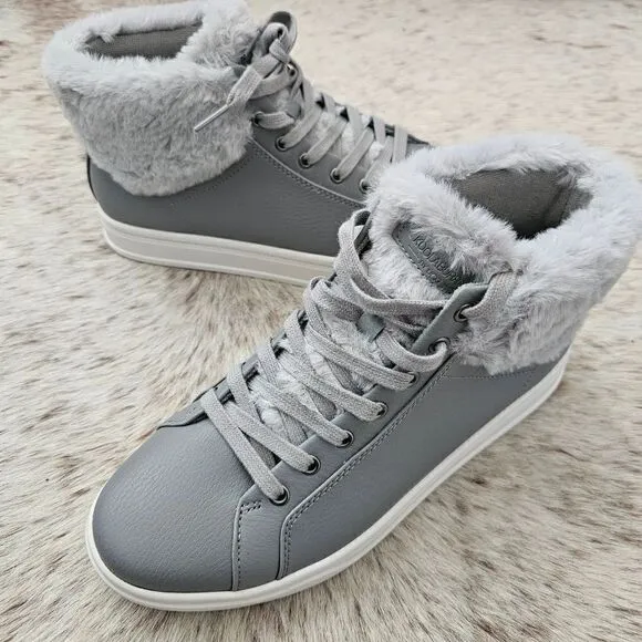 KOOLABURRA by UGG Sundell Fuzz Chukka High Sneaker Boots in Gray NEW