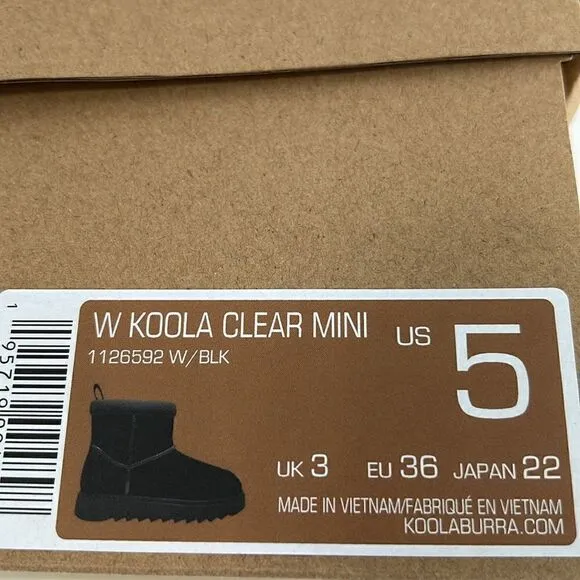Koolburra by UGG Koola Clear Mini Boots- Clear/Black- Size 5- NIB