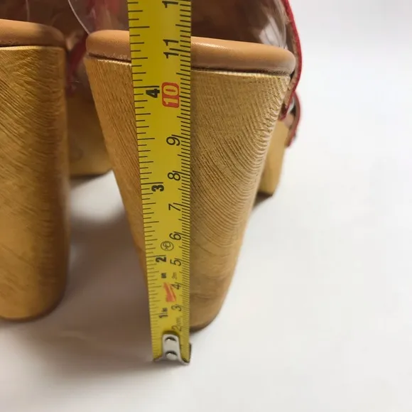 Kork-Ease Constance Coral Leather Stacked Heel Sandals Size 8 NIB