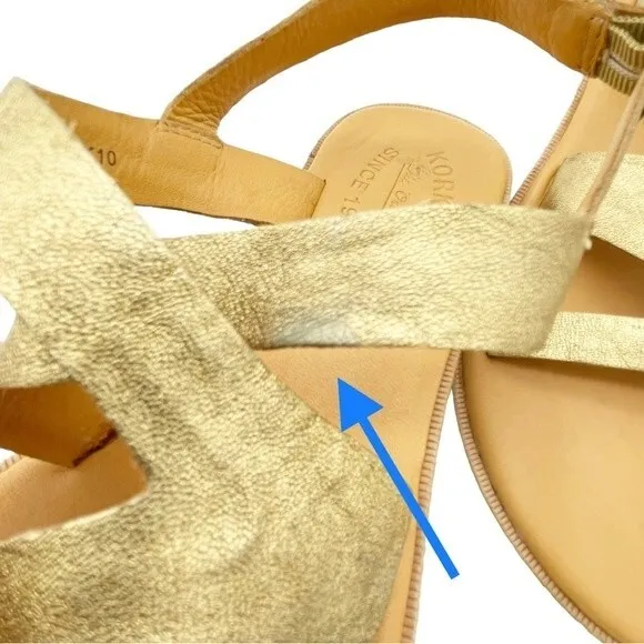 Kork-Ease Yarbrough Gold Full Grain Leather Strappy Sandals Women’s Size 8