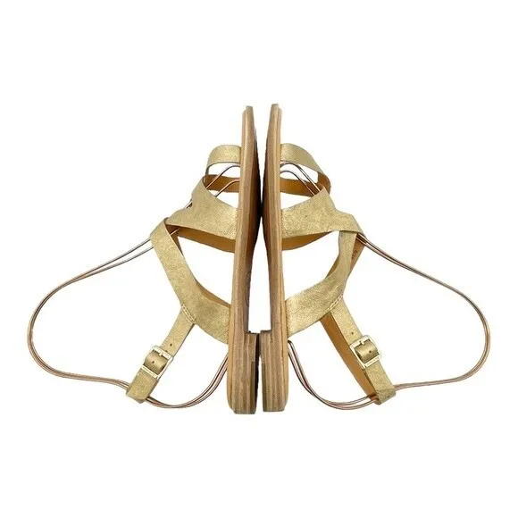 Kork-Ease Yarbrough Gold Full Grain Leather Strappy Sandals Women’s Size 8