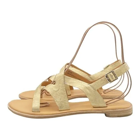 Kork-Ease Yarbrough Gold Full Grain Leather Strappy Sandals Women’s Size 8