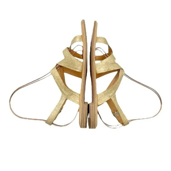 Kork-Ease Yarbrough Gold Full Grain Leather Strappy Sandals Women’s Size 8