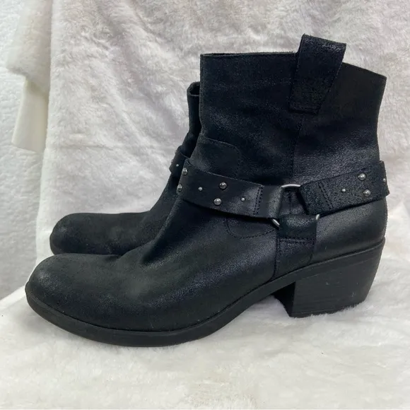 Korks by Kork-Ease Ankle Boots Moto Cassandra Suede Leather Studded Harness. 11