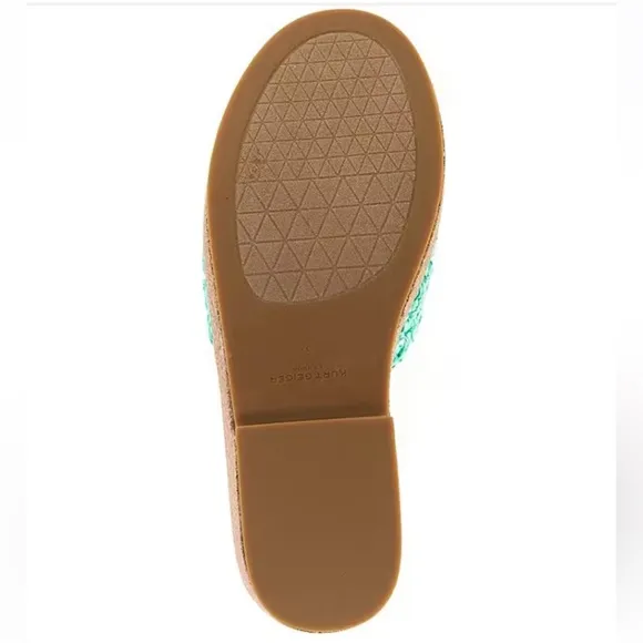 Kurt Geiger London Women’s 7 Eagle Green Crochet Cork Slide Sandals