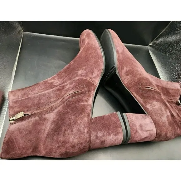 LA CANADIENNE Women's 9M JoJo Ankle Boots Suede Bordo Maroon Burgundy $525