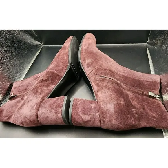 LA CANADIENNE Women's 9M JoJo Ankle Boots Suede Bordo Maroon Burgundy $525