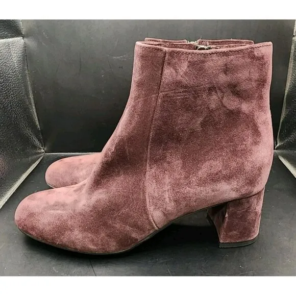 LA CANADIENNE Women's 9M JoJo Ankle Boots Suede Bordo Maroon Burgundy $525